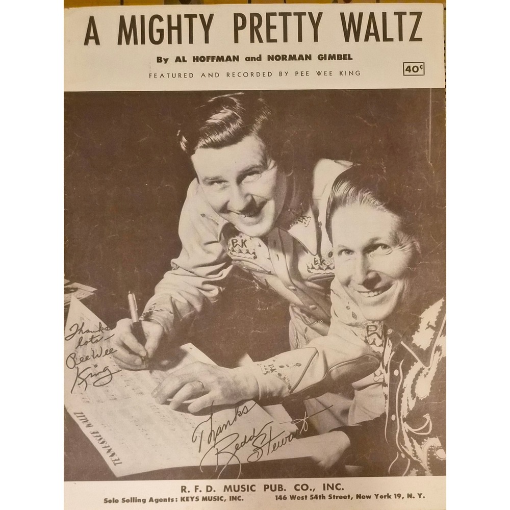 A Mighty Pretty Waltz 1952‎ Vintage Sheet Music recorded by Pee Wee King